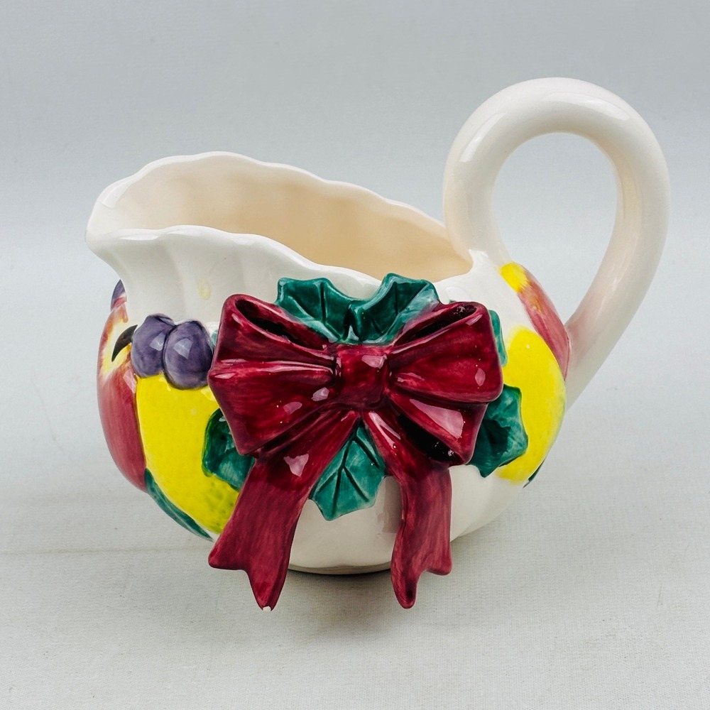 Fitz and Floyd Della Robbia Fruit Bows Creamer Small Serving Pitcher Vintage‎